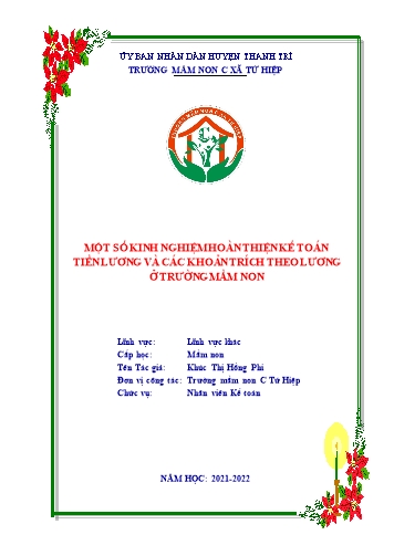 SKKN Một số kinh nghiệm hoàn thiện kế toán tiền lương và các khoản trích theo lương ở trường mầm non C Tứ Hiệp