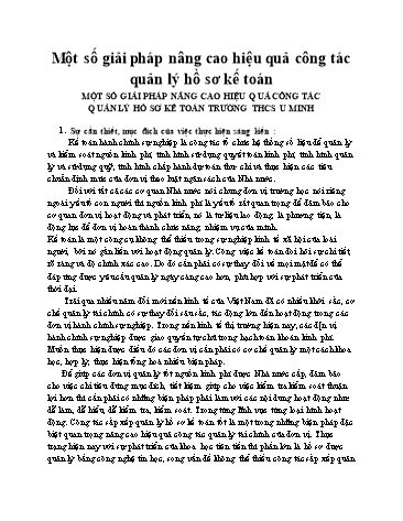 Sáng kiến kinh nghiệm Một số giải pháp nâng cao hiệu quả công tác quản lý hồ sơ kế toán trường THCS U Minh