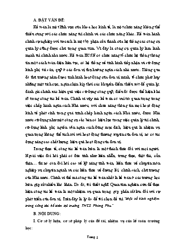 Sáng kiến kinh nghiệm Một số kinh nghiệm trong công tác kế toán tại trường THCS Phong Phú