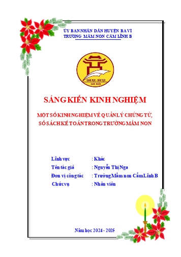 Sáng kiến kinh nghiệm Một số kinh nghiệm về quản lý chứng từ, sổ sách kế toán trong trường Mầm non