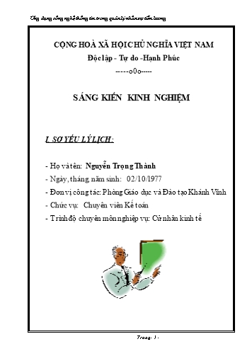 Sáng kiến kinh nghiệm Ứng dụng công nghệ thông tin trong quản lý tiền lương và nhân sự